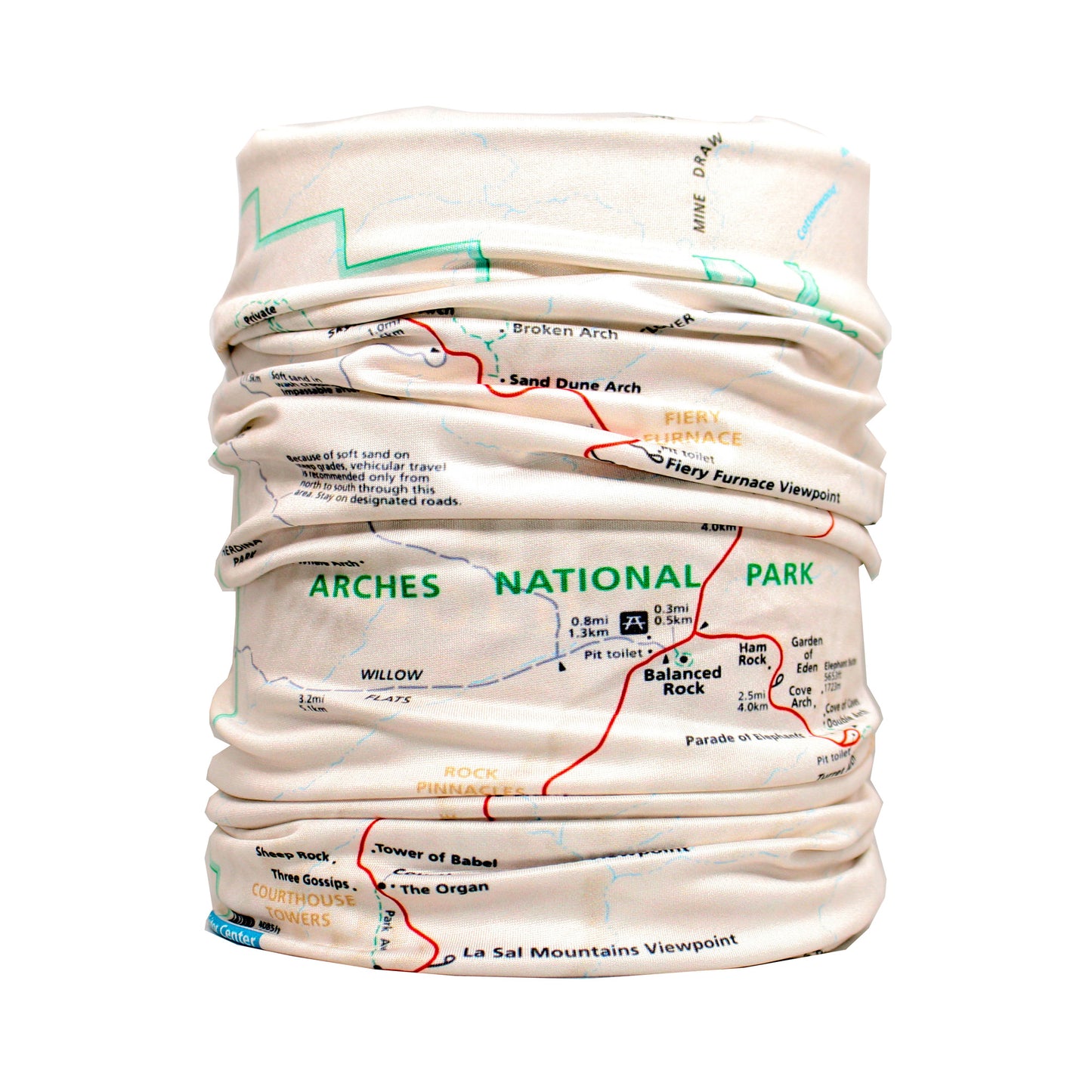 arches national park map neck gaiter buff