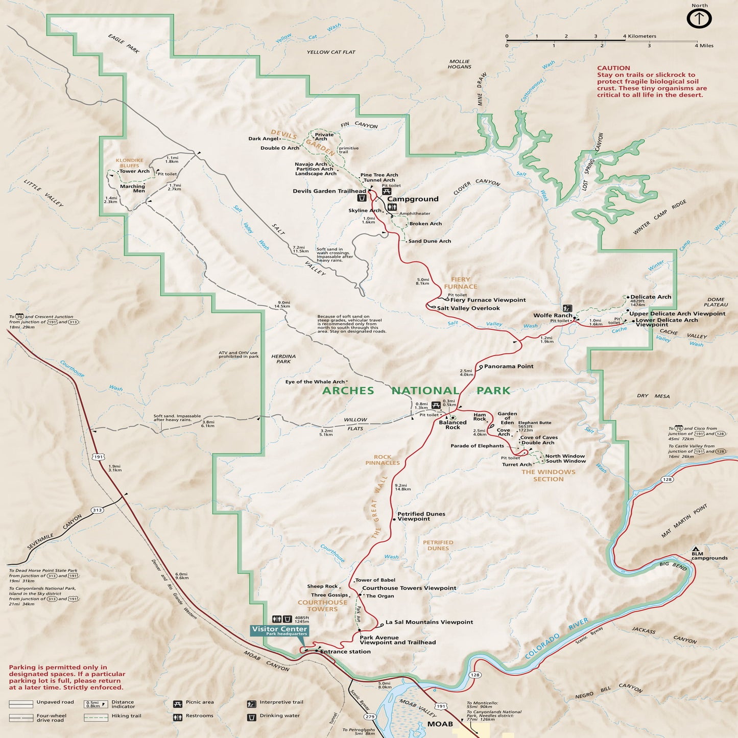 arches national park map