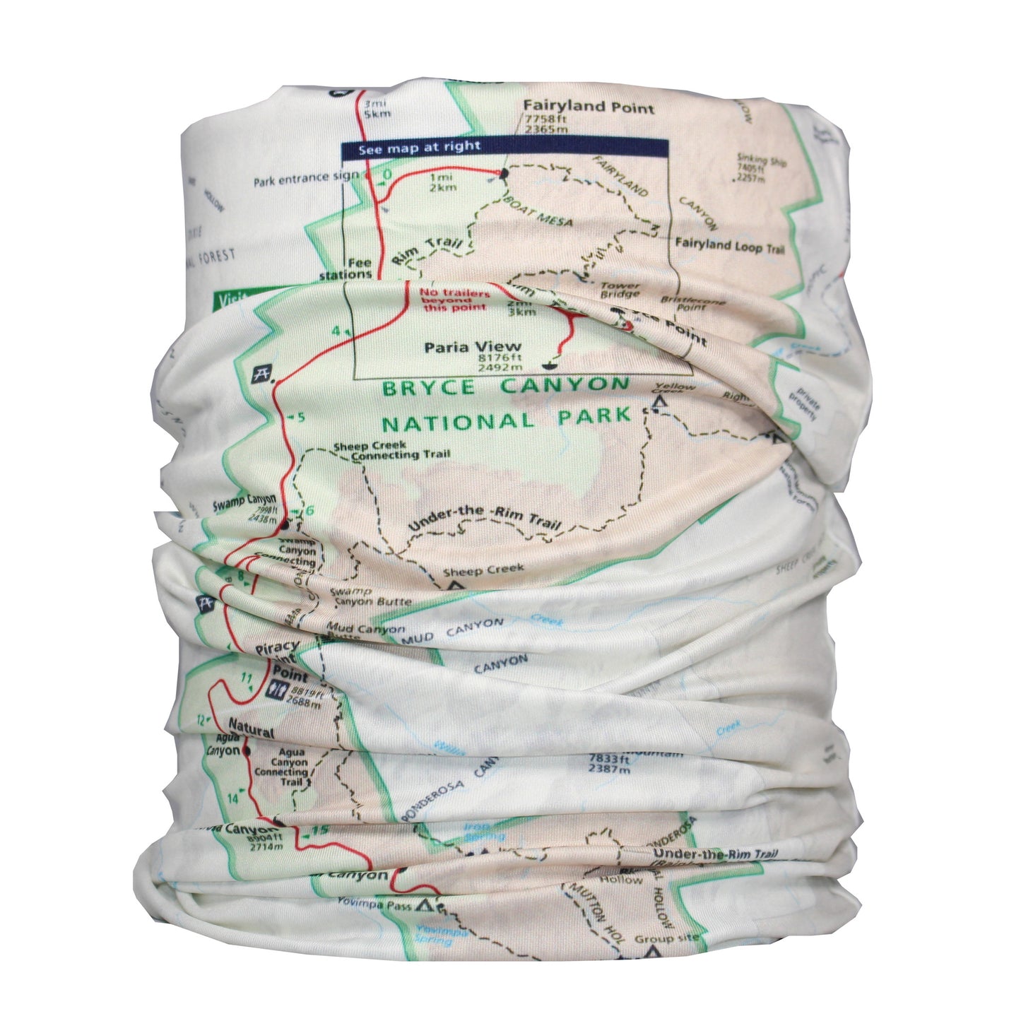 bryce canyon national park map neck gaiter buff