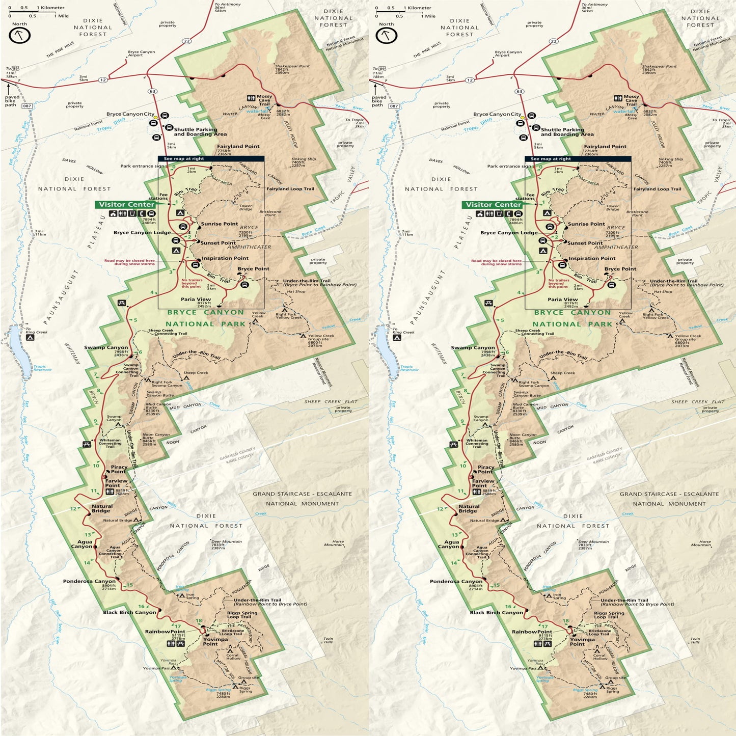 bryce canyon national park map