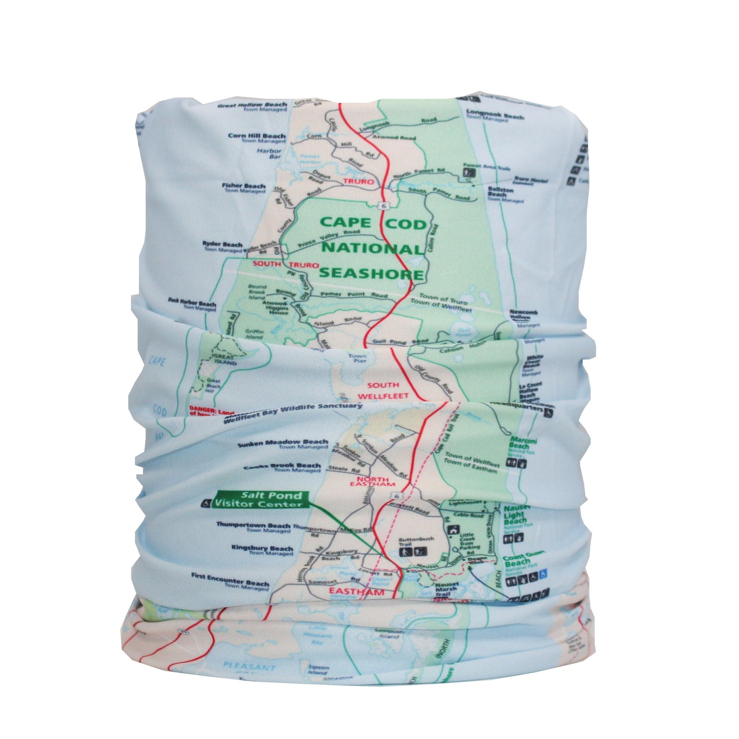 cape cod national seashore map neck gaiter buff