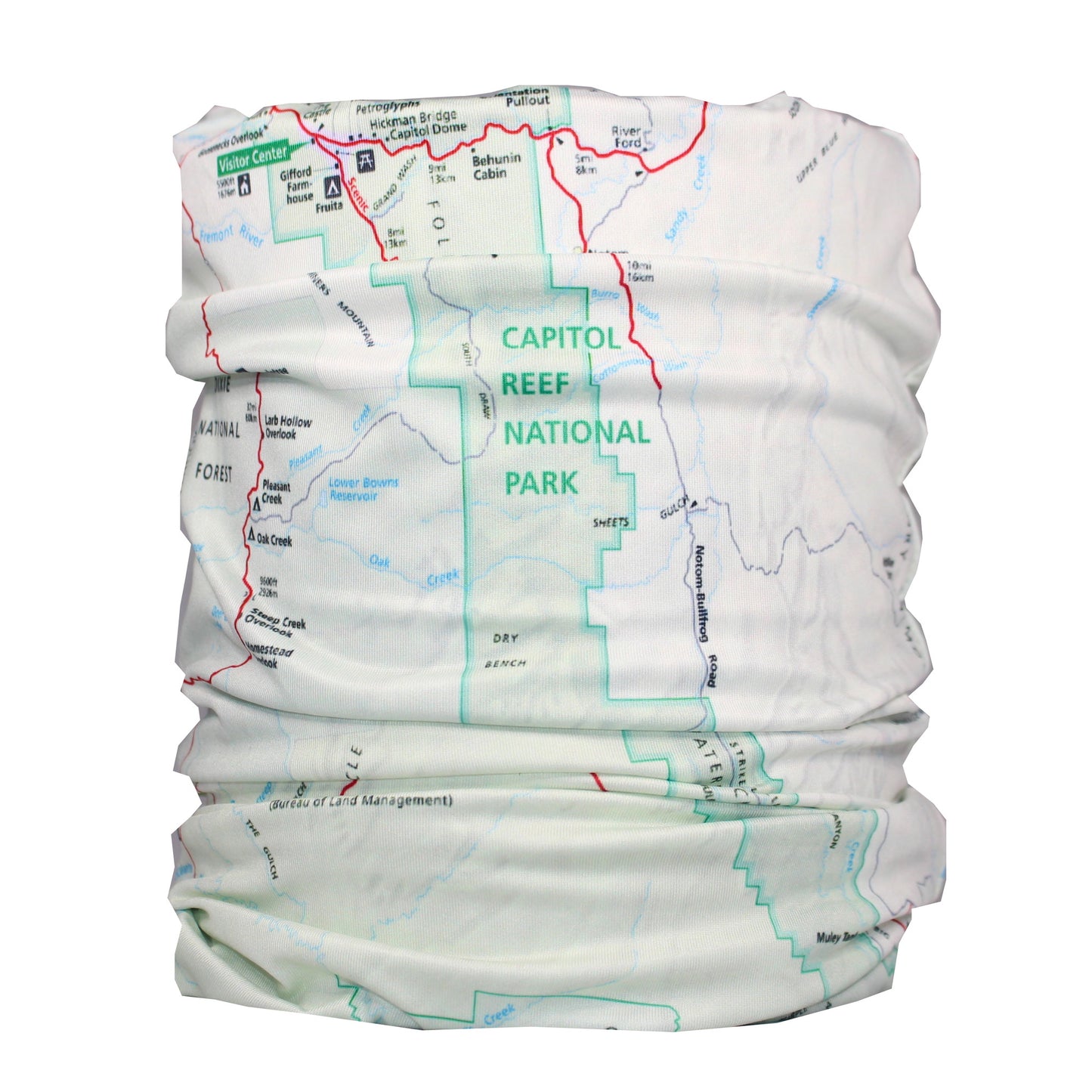 capitol reef national park map neck gaiter buff