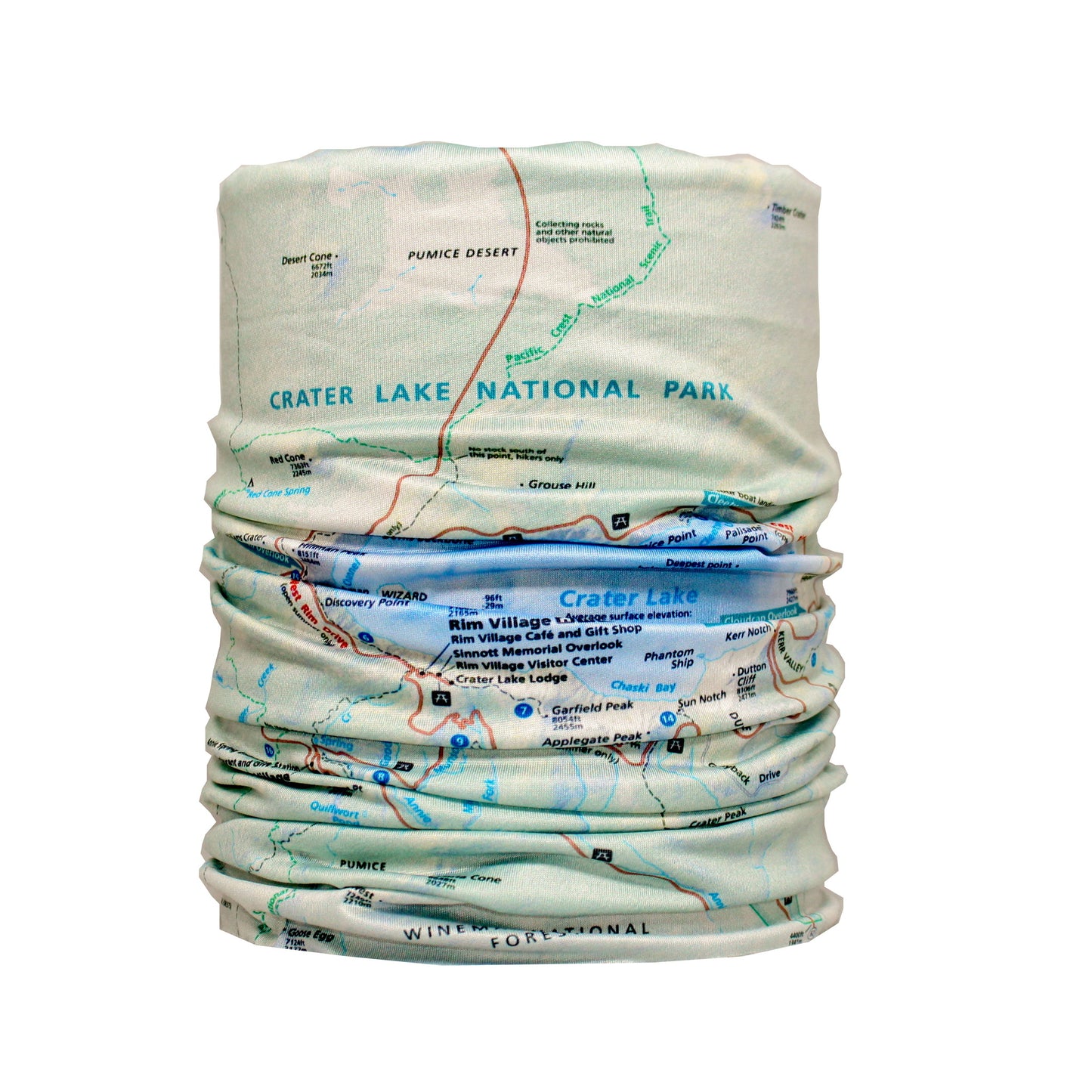 crater lake national park map neck gaiter buff