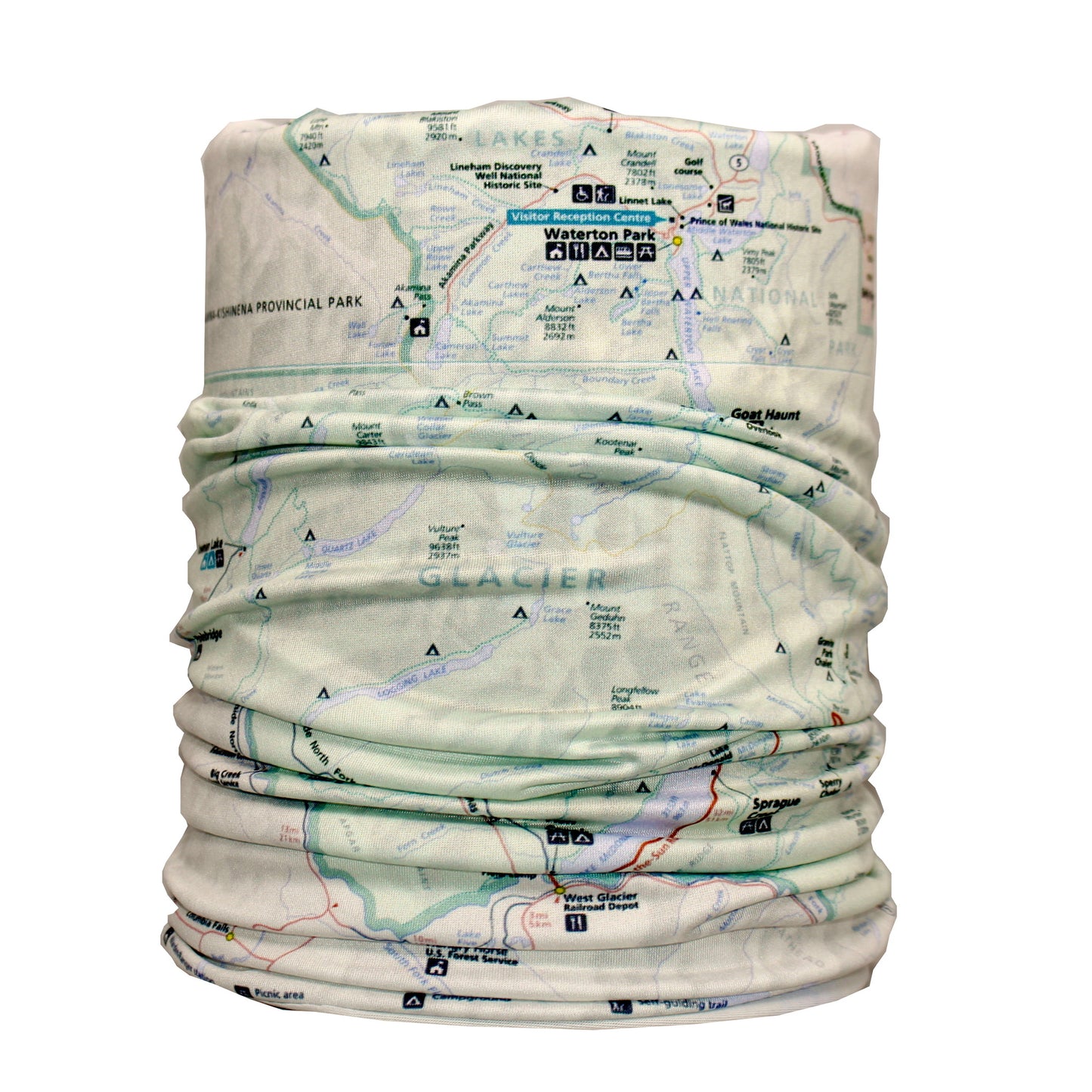glacier national park map neck gaiter buff