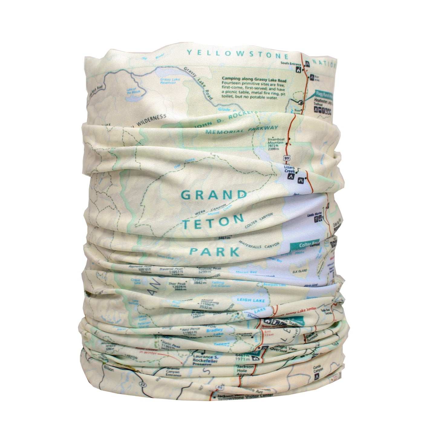 grand teton national park map neck gaiter buff