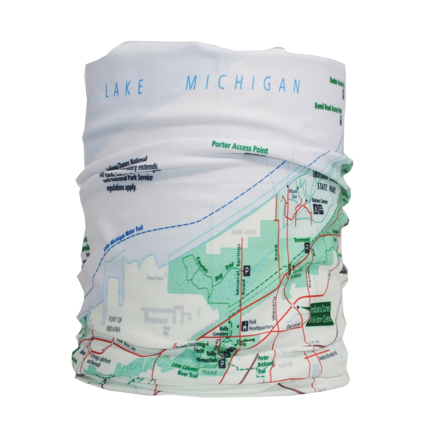 indiana dunes national park map neck gaiter buff