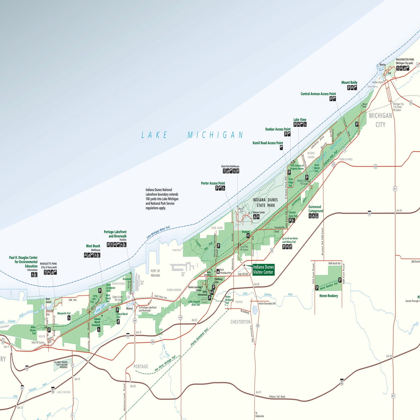 indiana dunes national park map