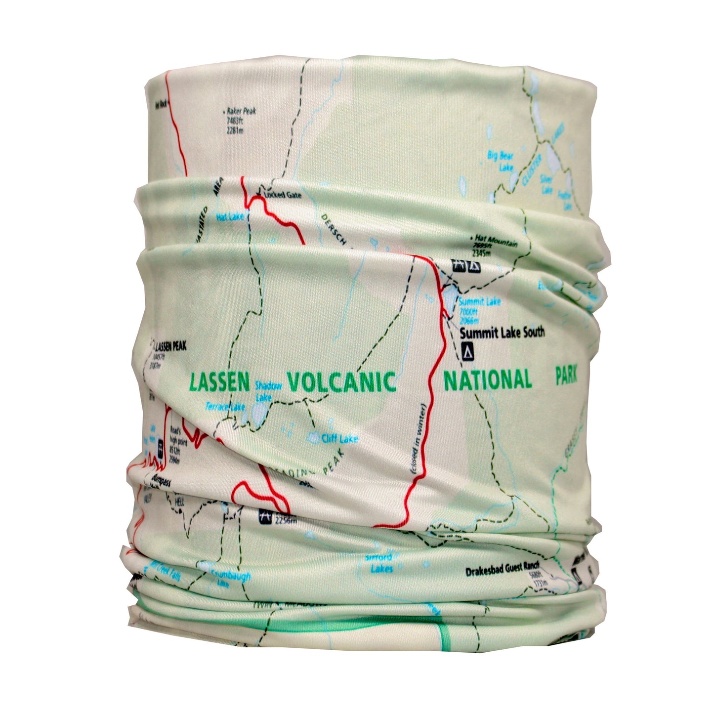 lassen volcanic national park map neck gaiter buff