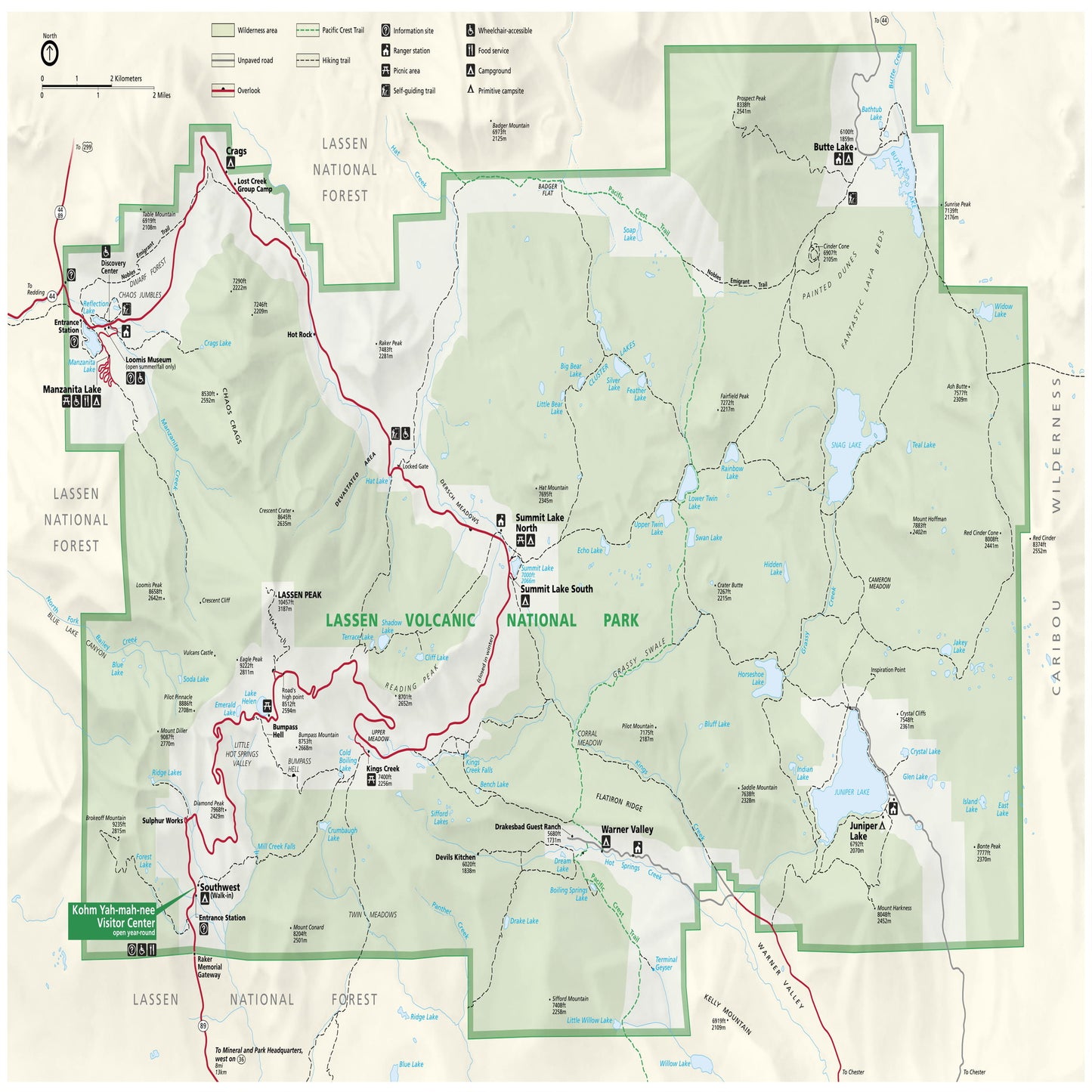 lassen volcanic national park map