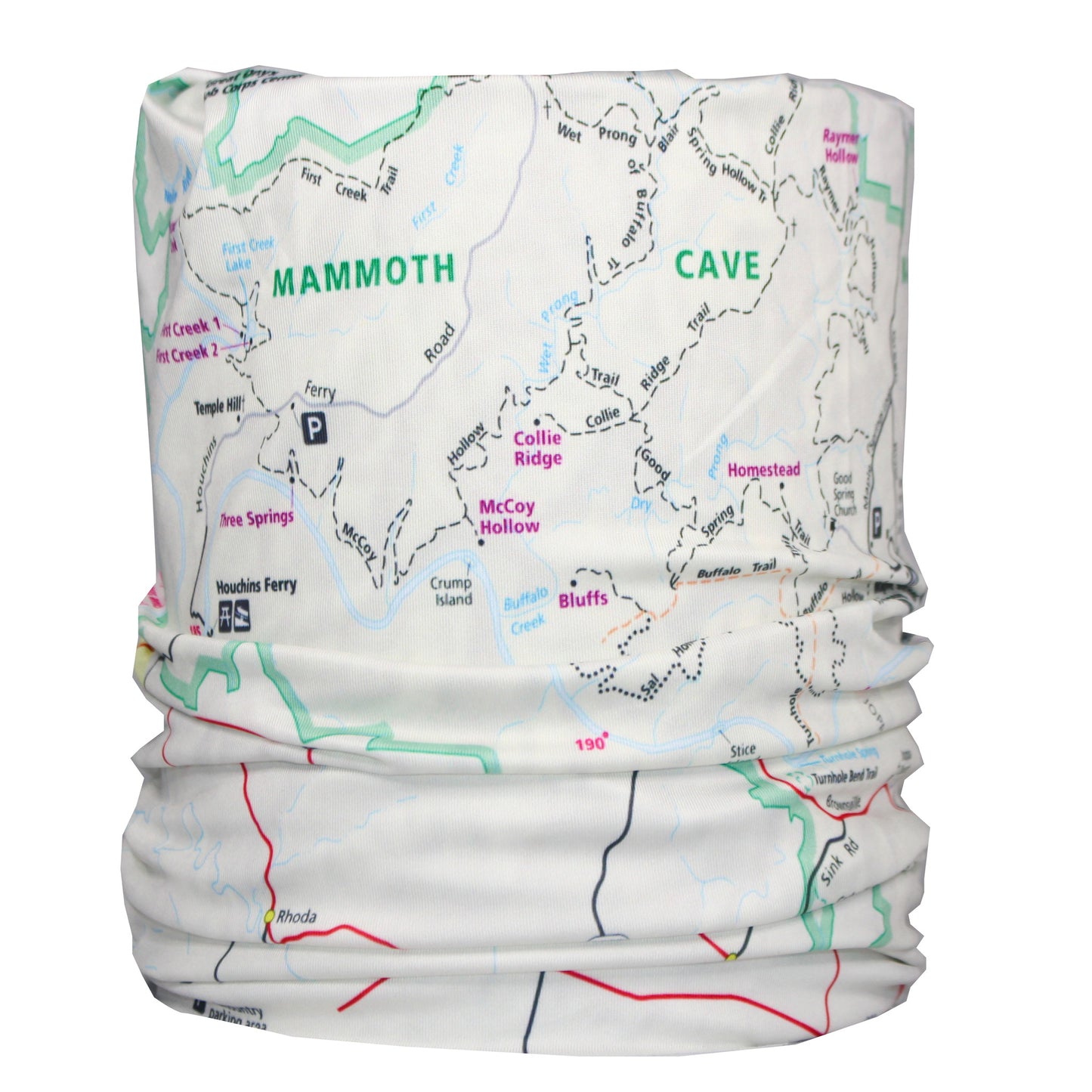 mammoth cave national park map neck gaiter buff
