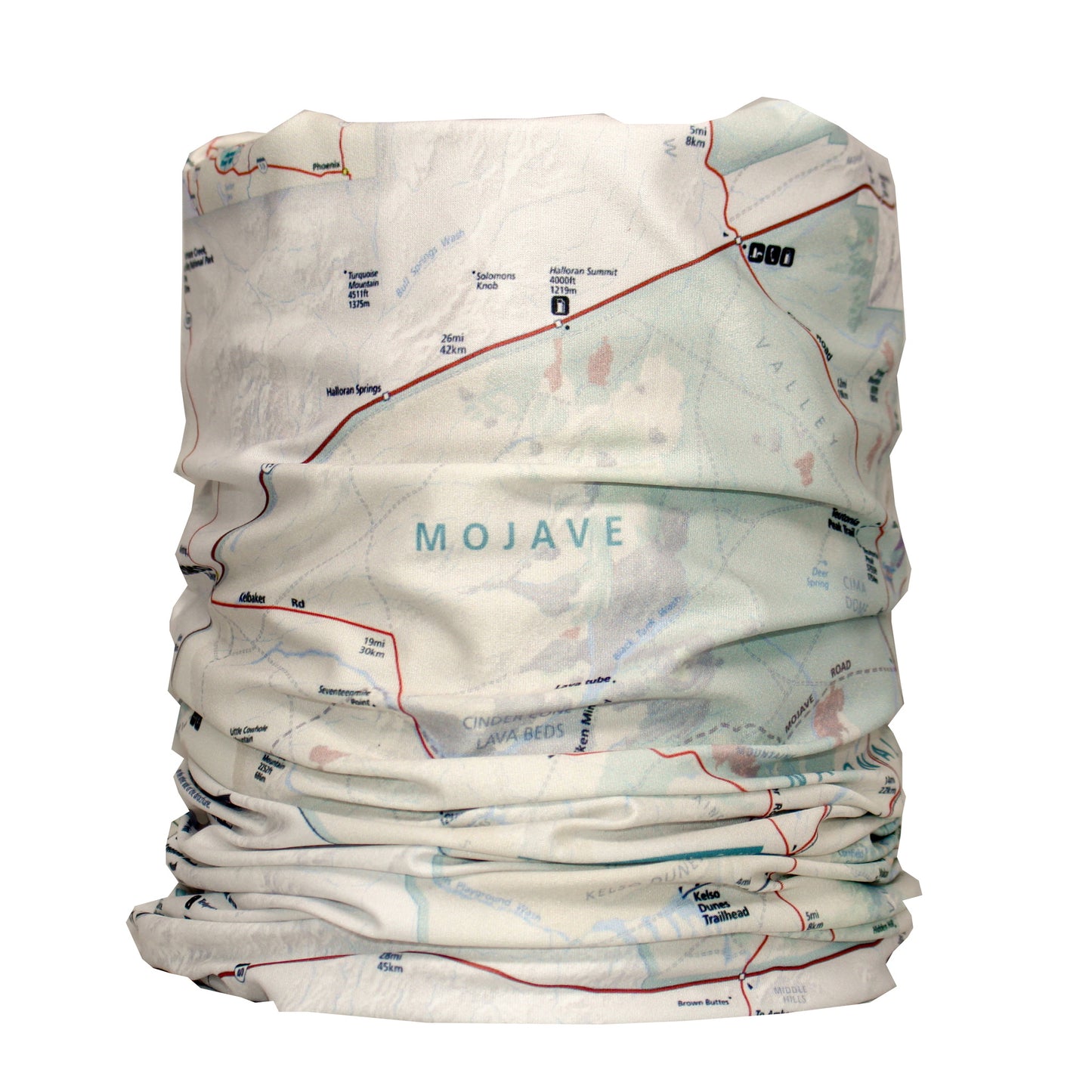 mojave national preserve map neck gaiter buff