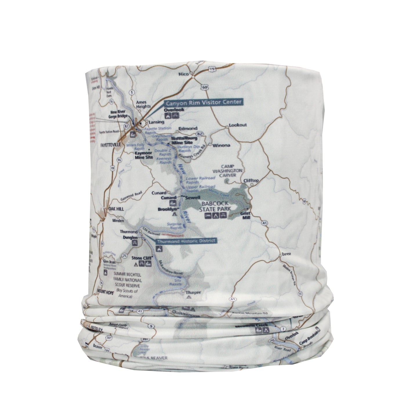 new river gorge national park and preserve map neck gaiter buff