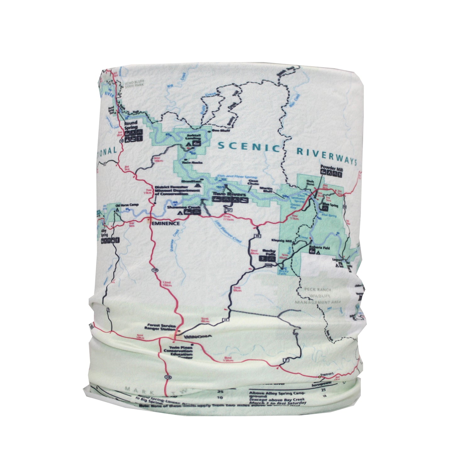 ozark national scenic riverways map neck gaiter buff