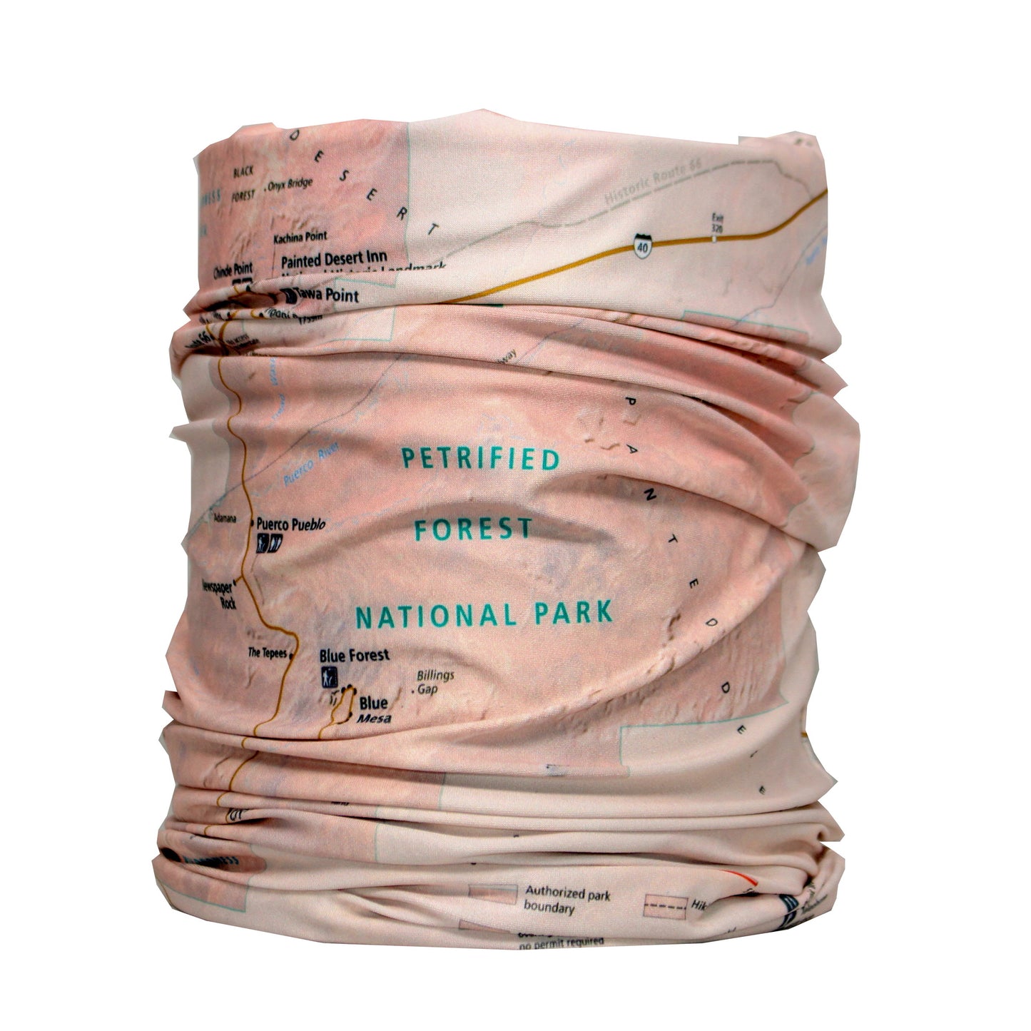 petrified forest national park map neck gaiter buff