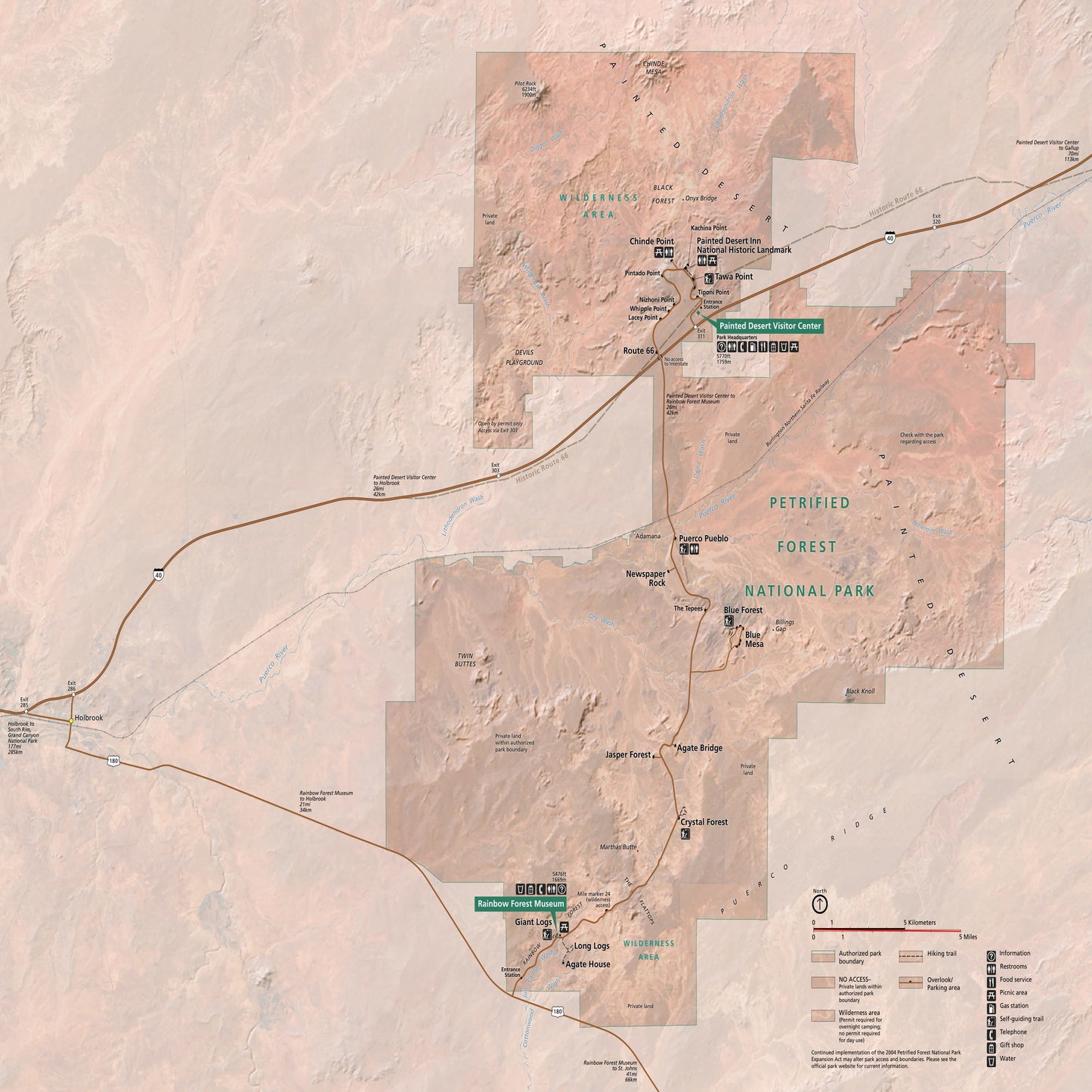 petrified forest national park map