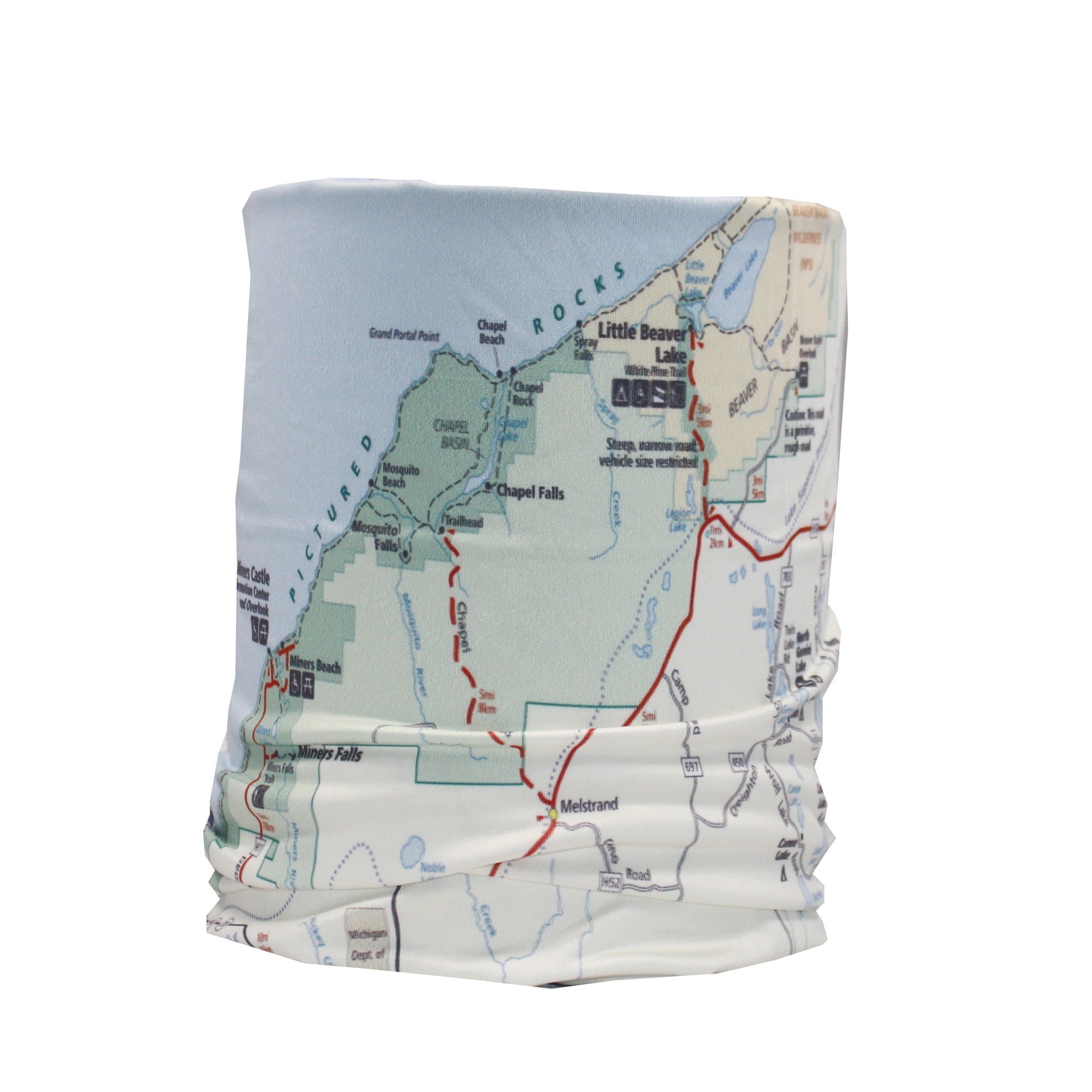 Pictured Rocks National Lakeshore Map Neck Gaiter – Wear a Map
