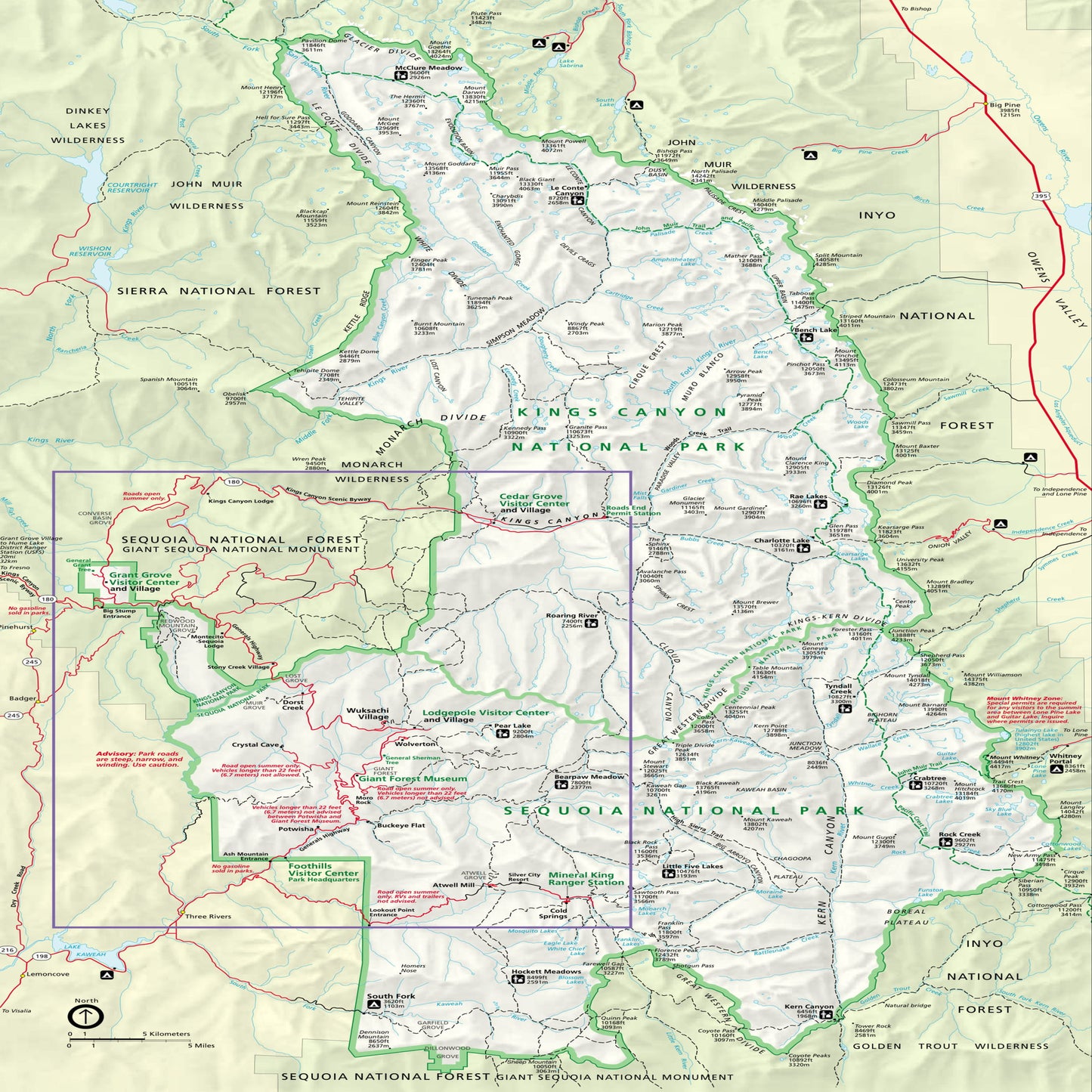 sequoia and kings canyon national park map