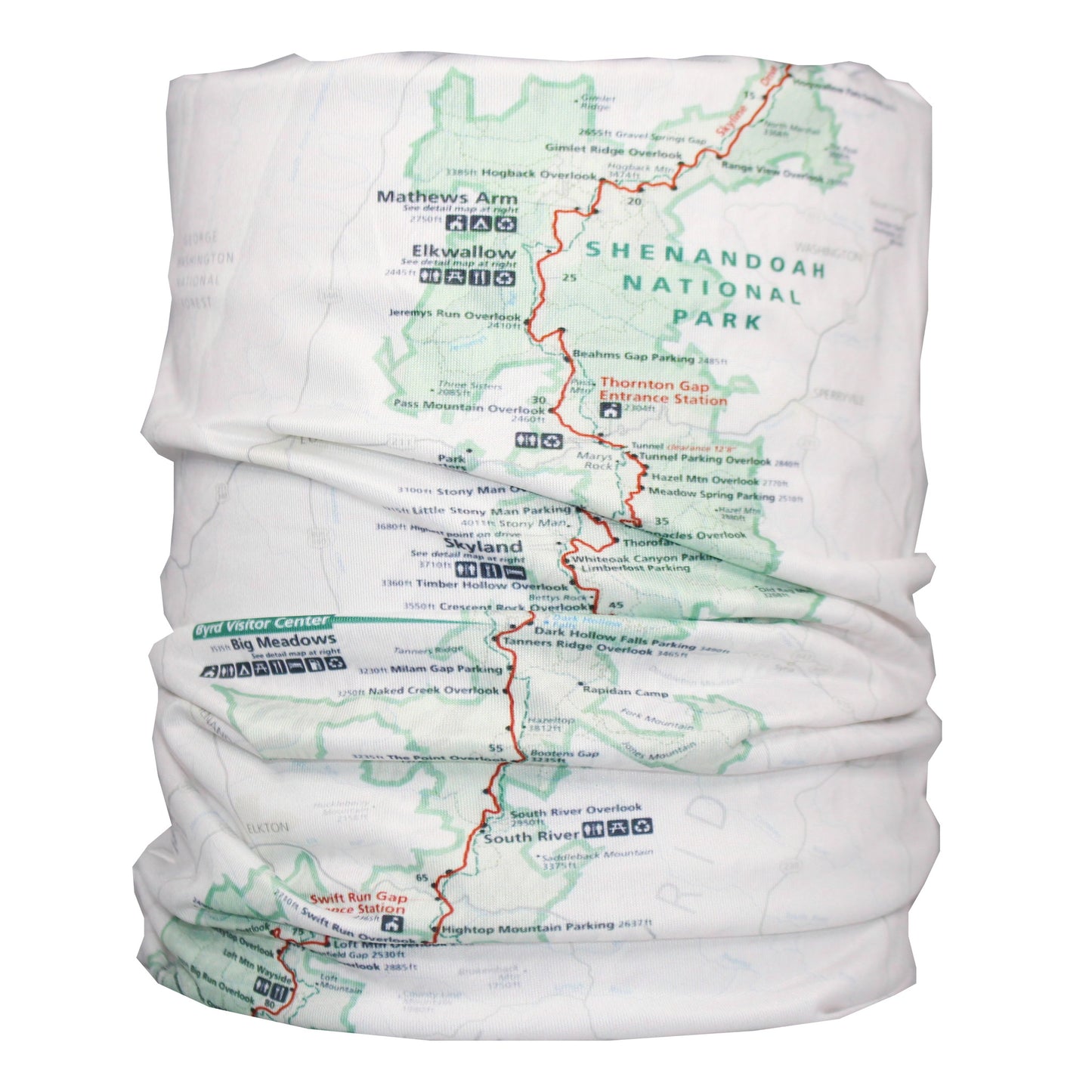 shenandoah national park map neck gaiter buff
