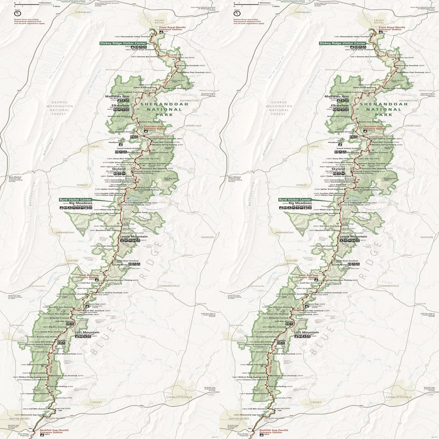 shenandoah national park map