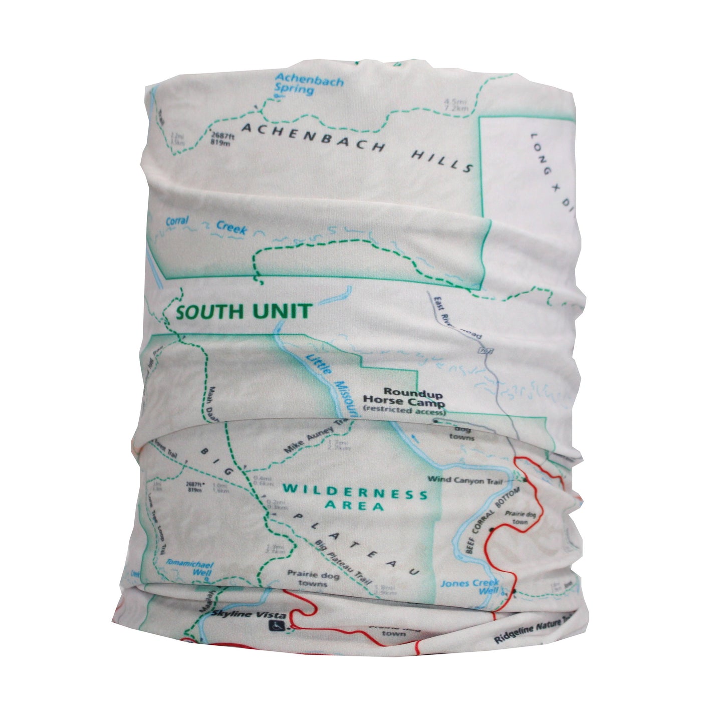 theodore roosevelt national park map neck gaiter buff