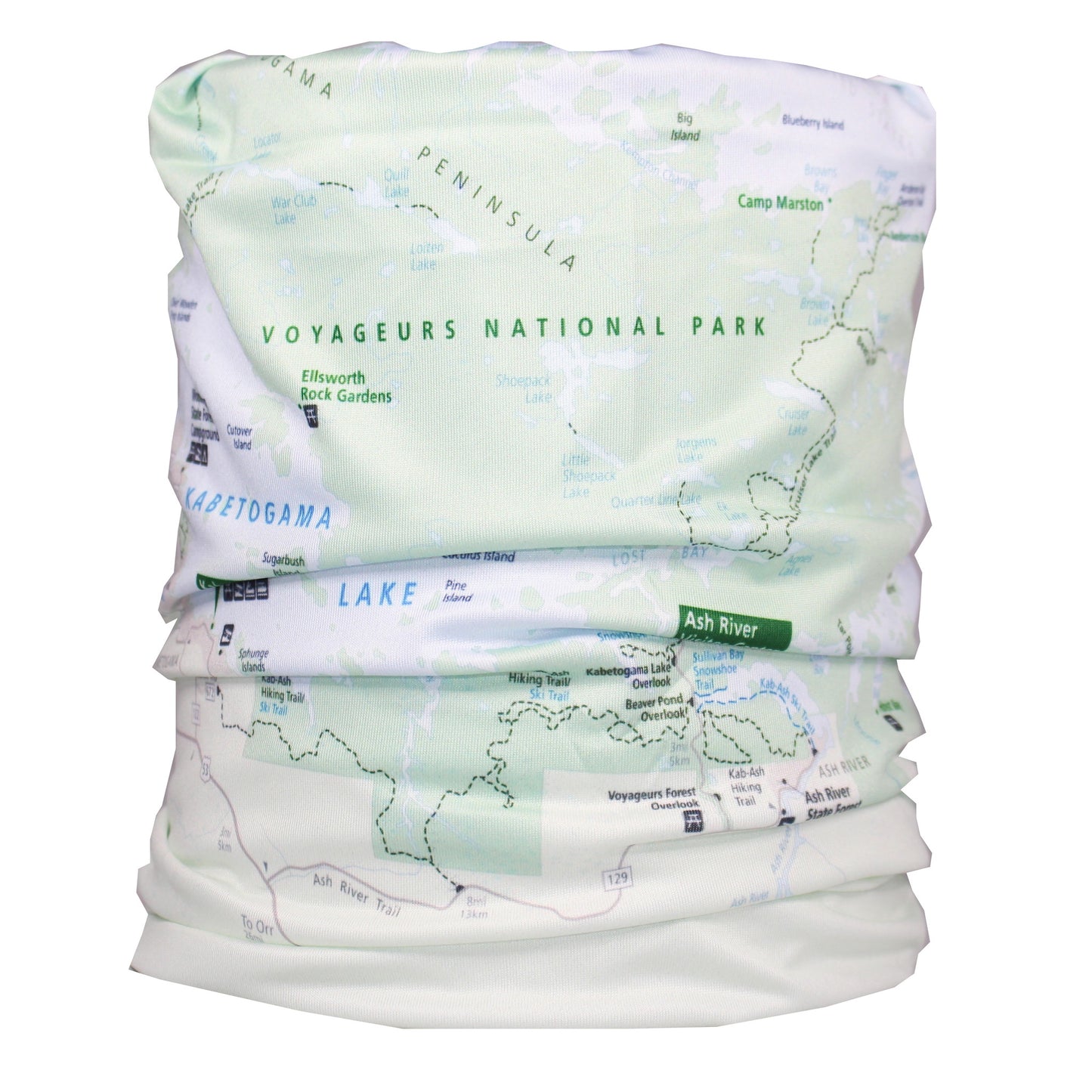 voyageurs national park map neck gaiter buff