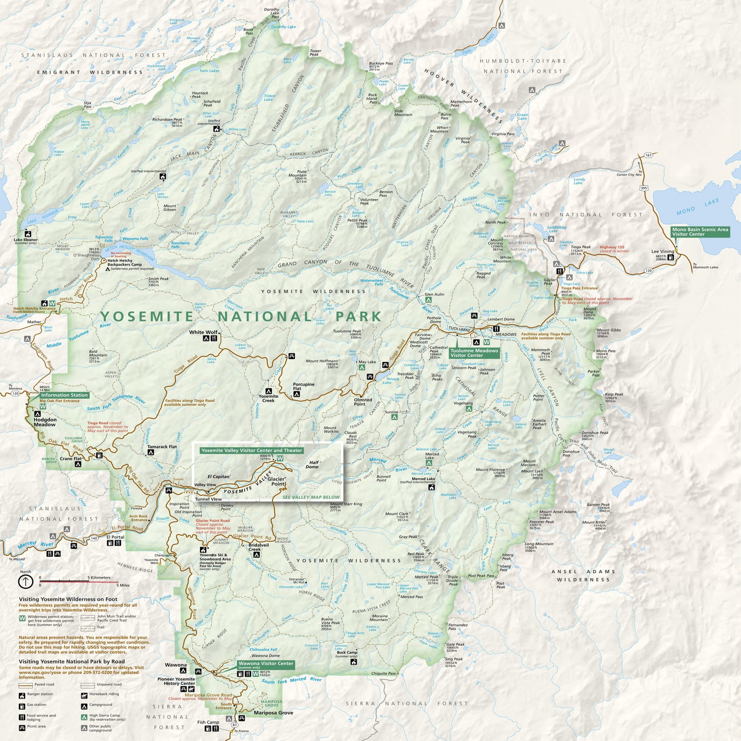 yosemite national park map