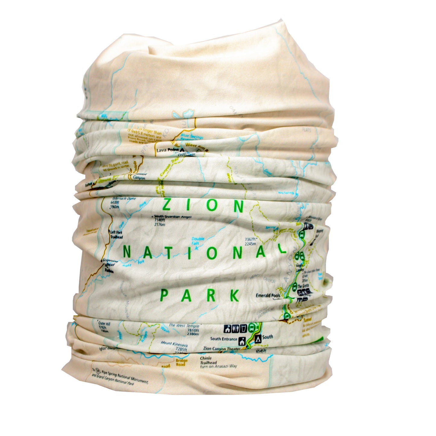 zion national park map neck gaiter buff