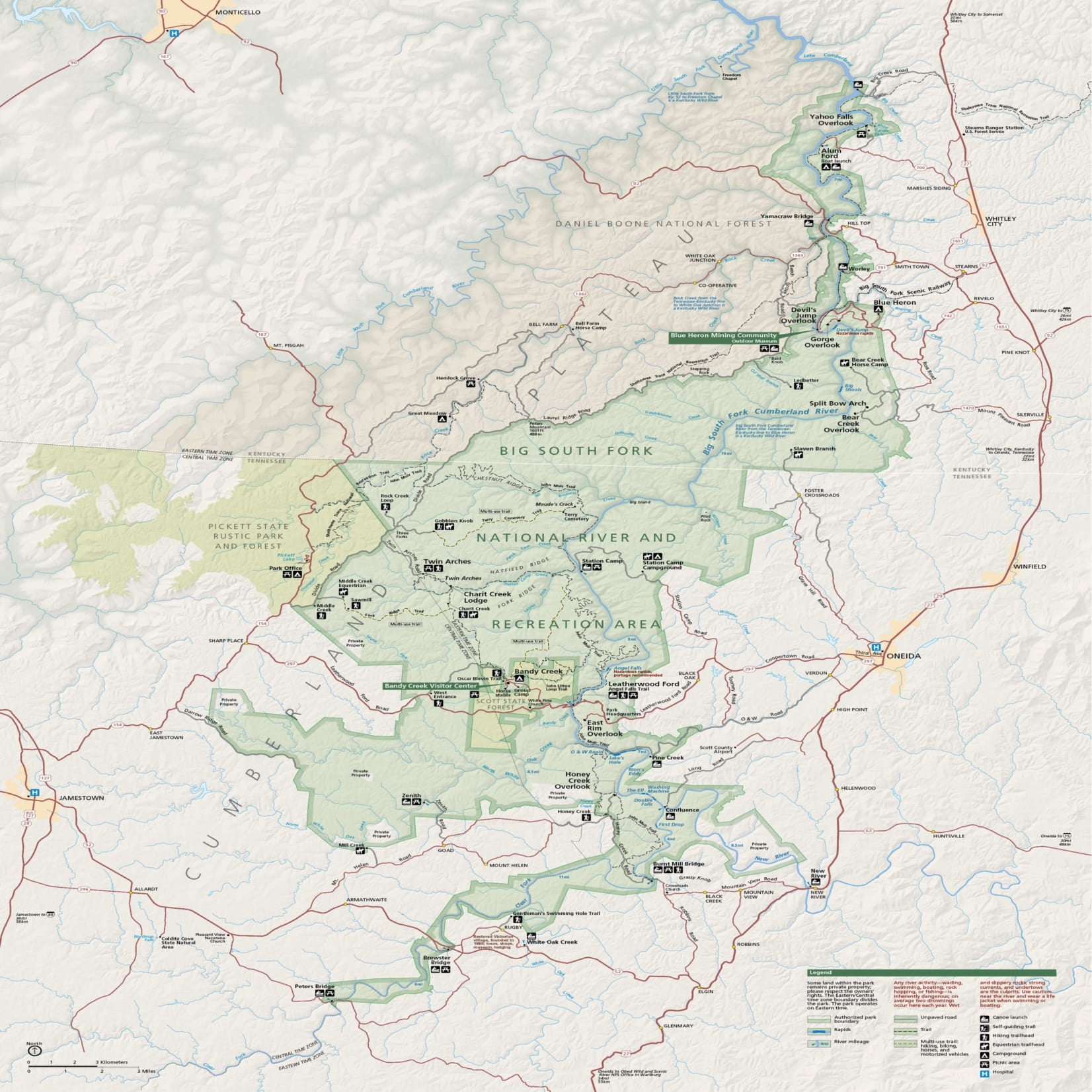 big south fork national river and recreation area map