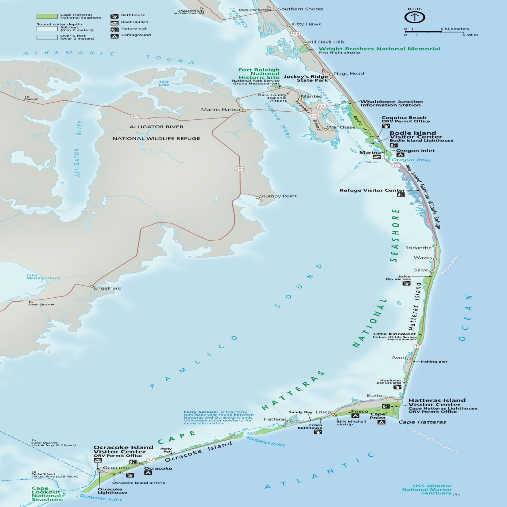 cape hatteras national seashore map 