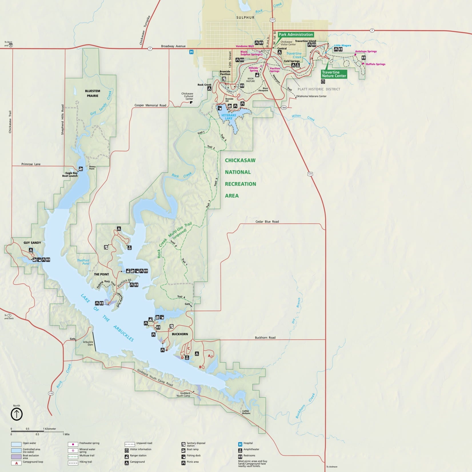 chickasaw national recreation area map 