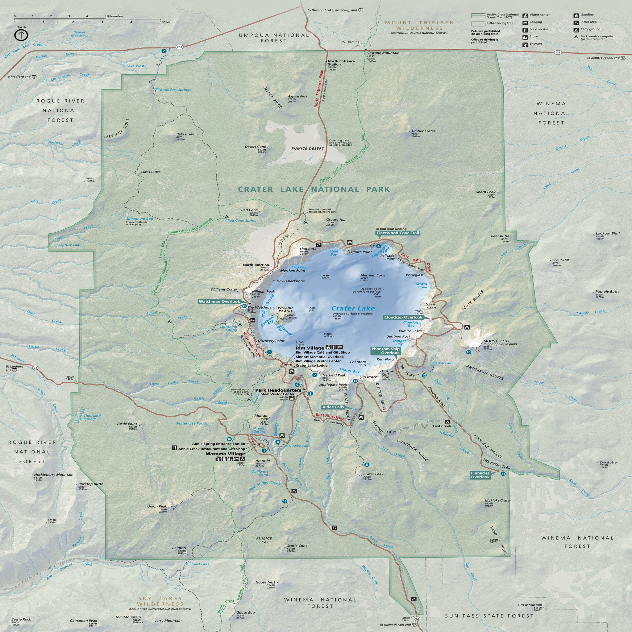 crater lake national park map