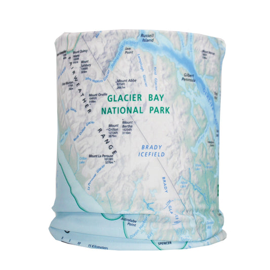 glacier bay national park and preserve map neck gaiter buff