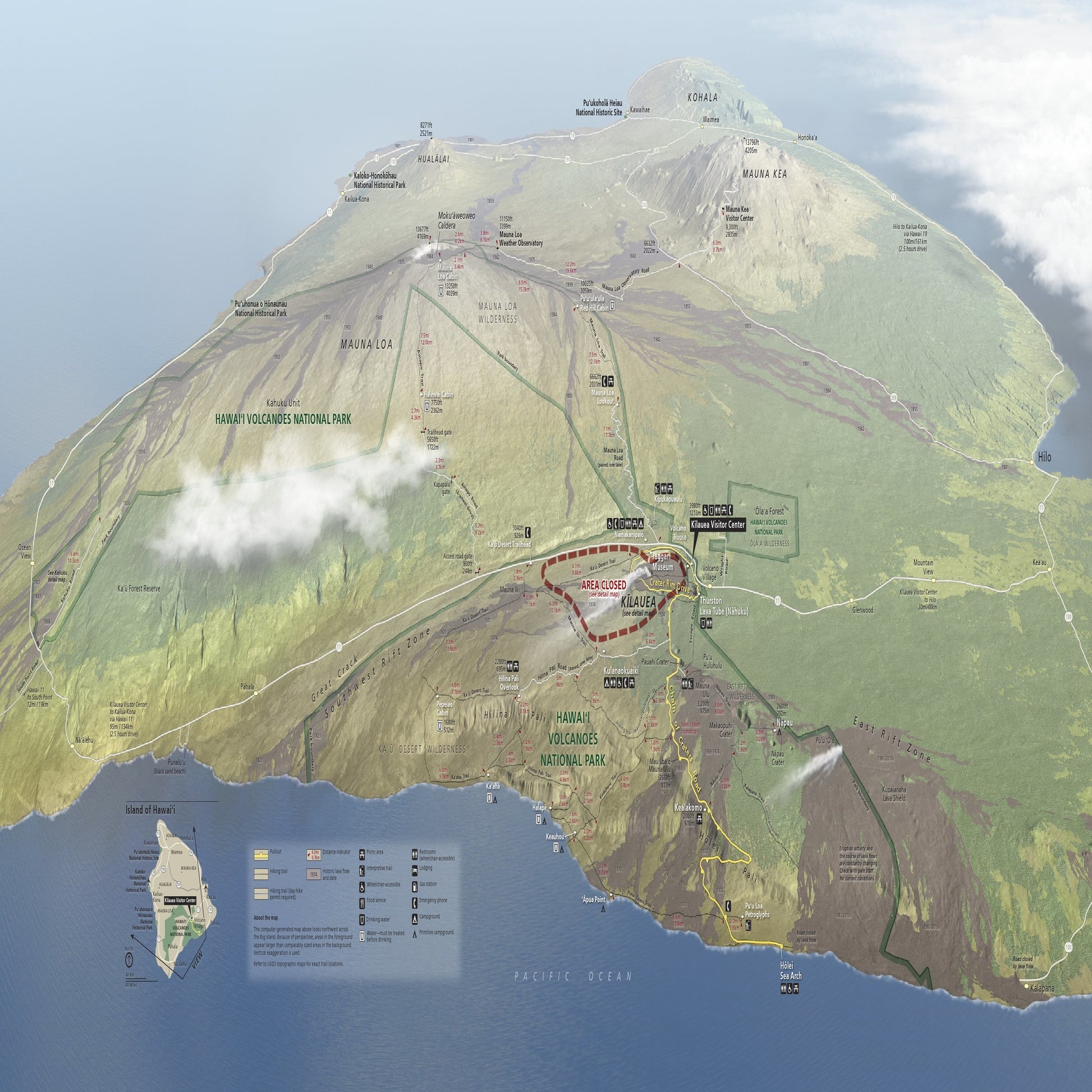 hawaii volcanoes national park map