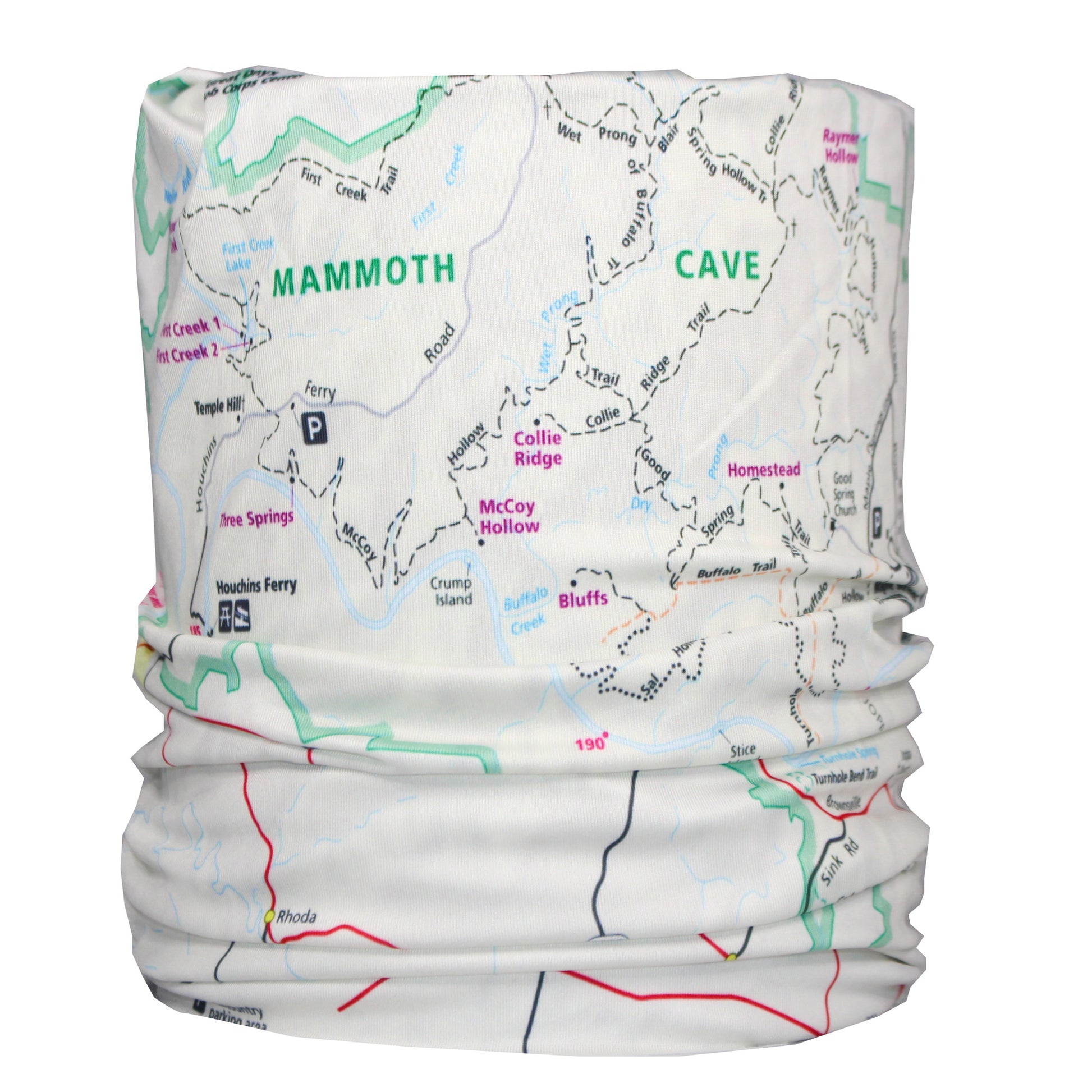mammoth cave national park map neck gaiter buff