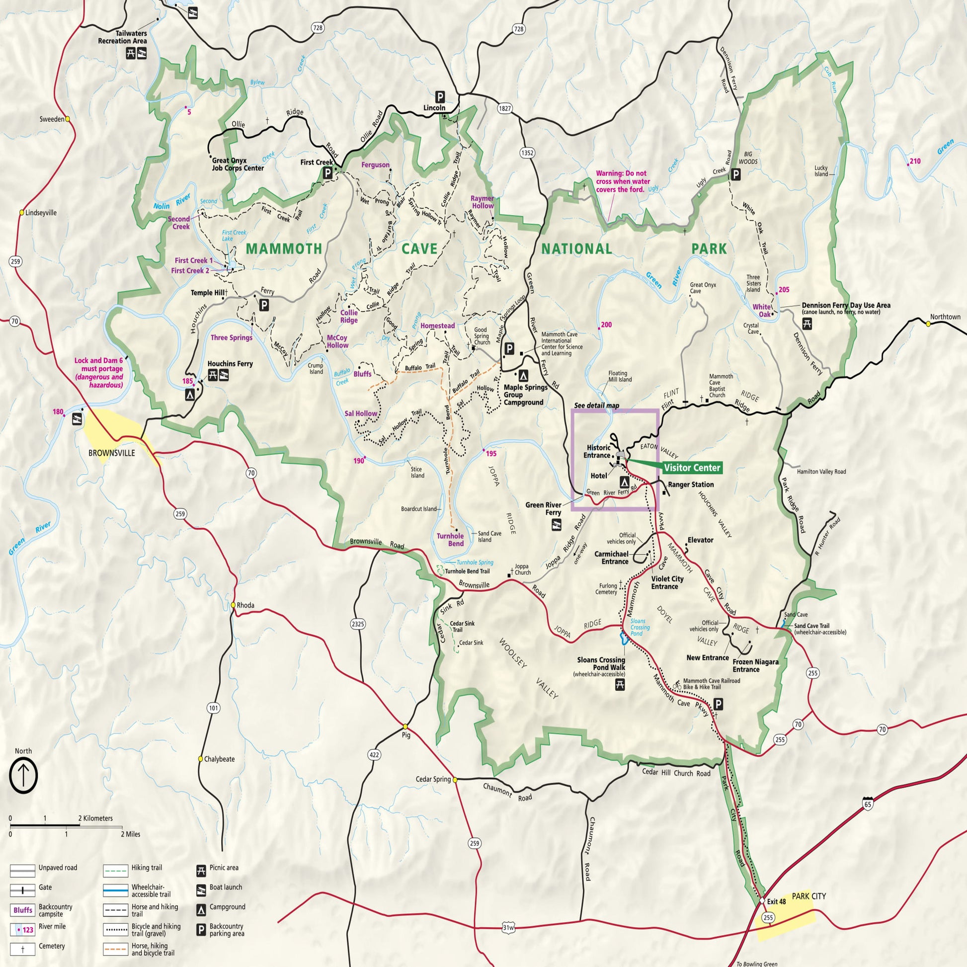 mammoth cave national park map