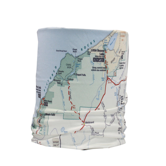 pictured rocks national lakeshore map neck gaiter buff