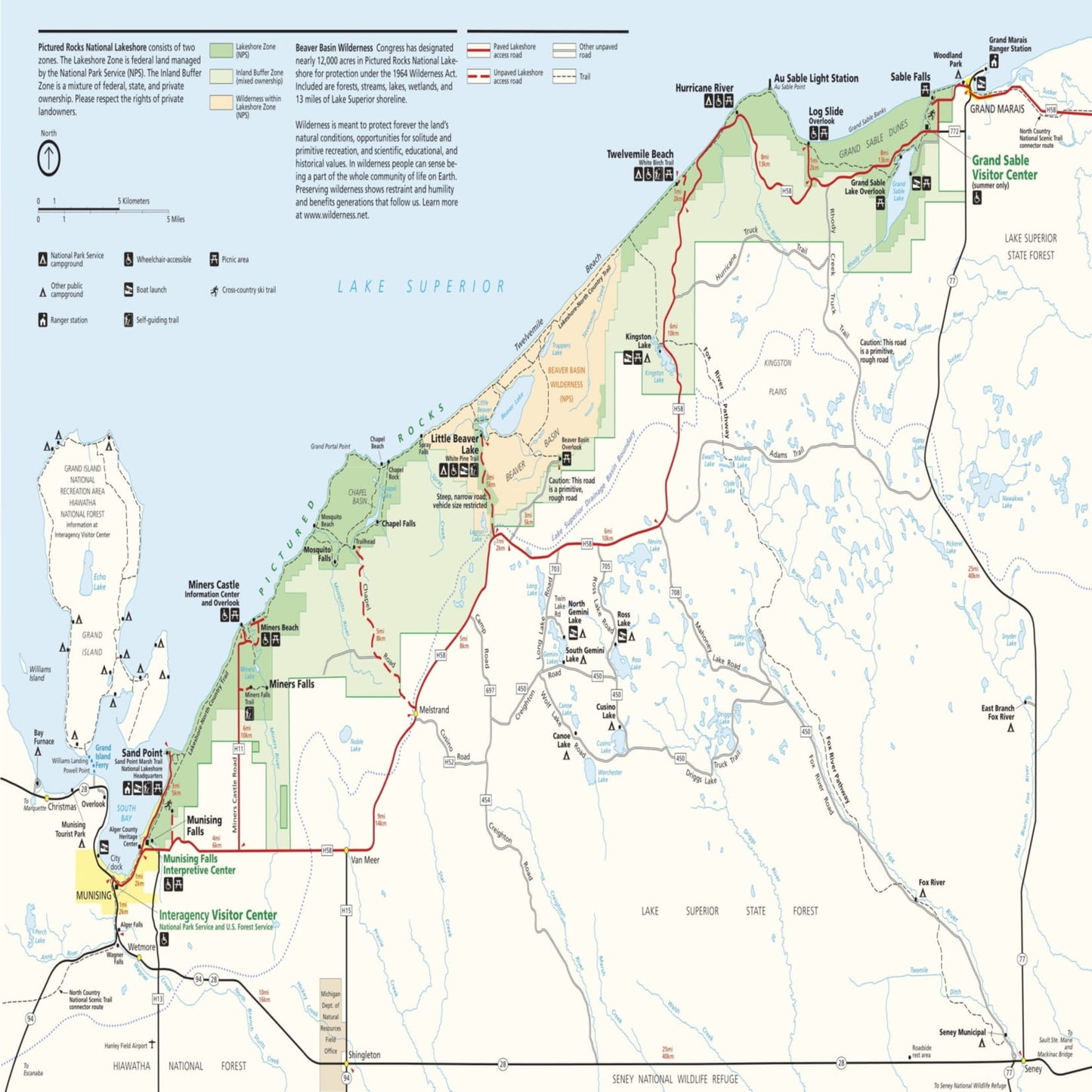 pictured rocks national lakeshore map