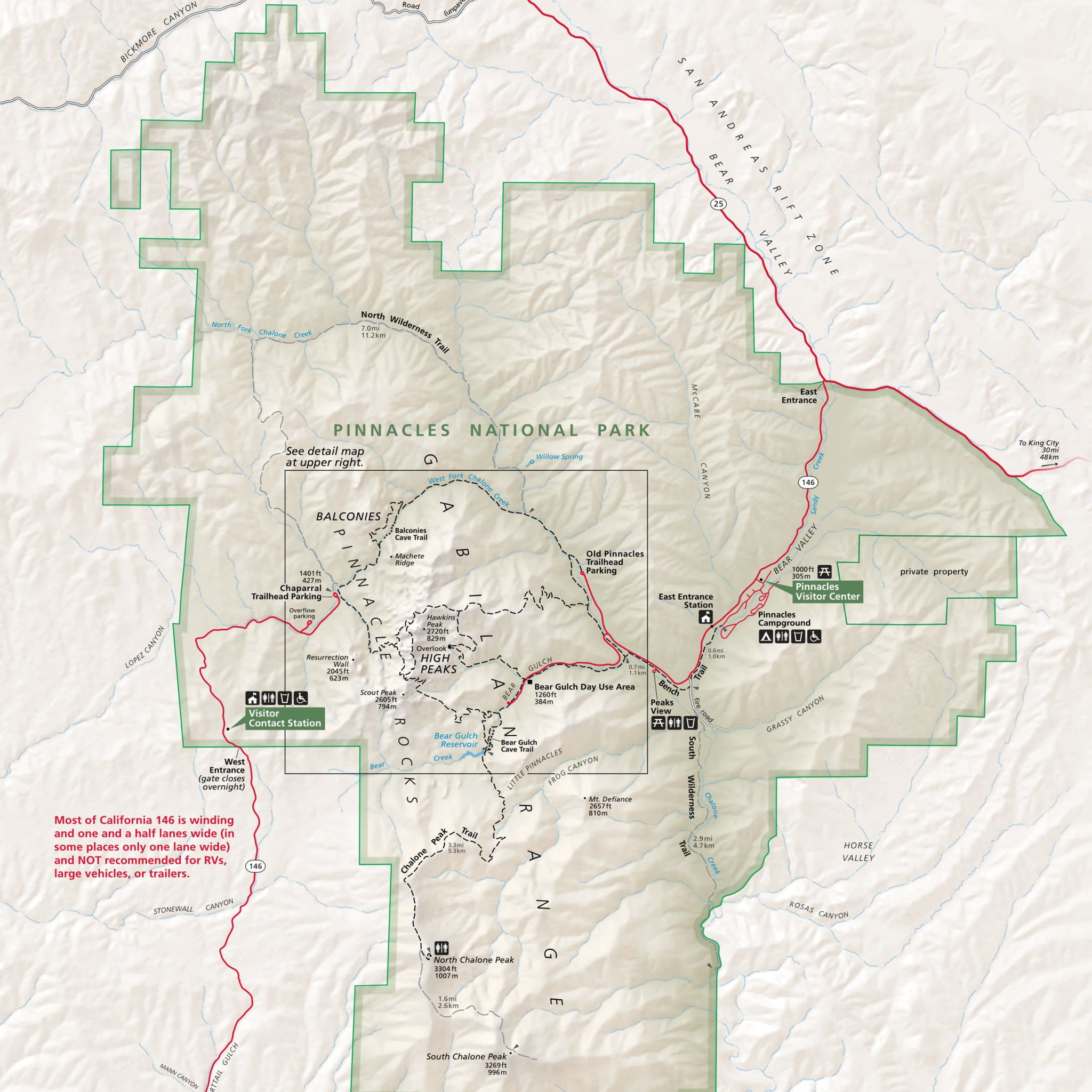 pinnacles national park map 