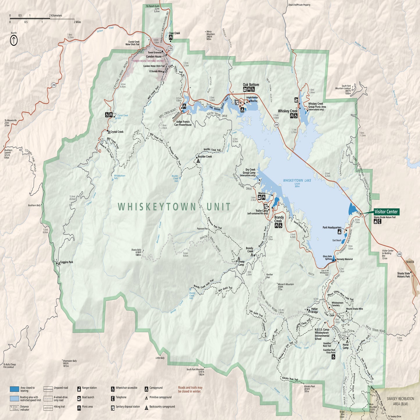 whiskeytown national recreation area map